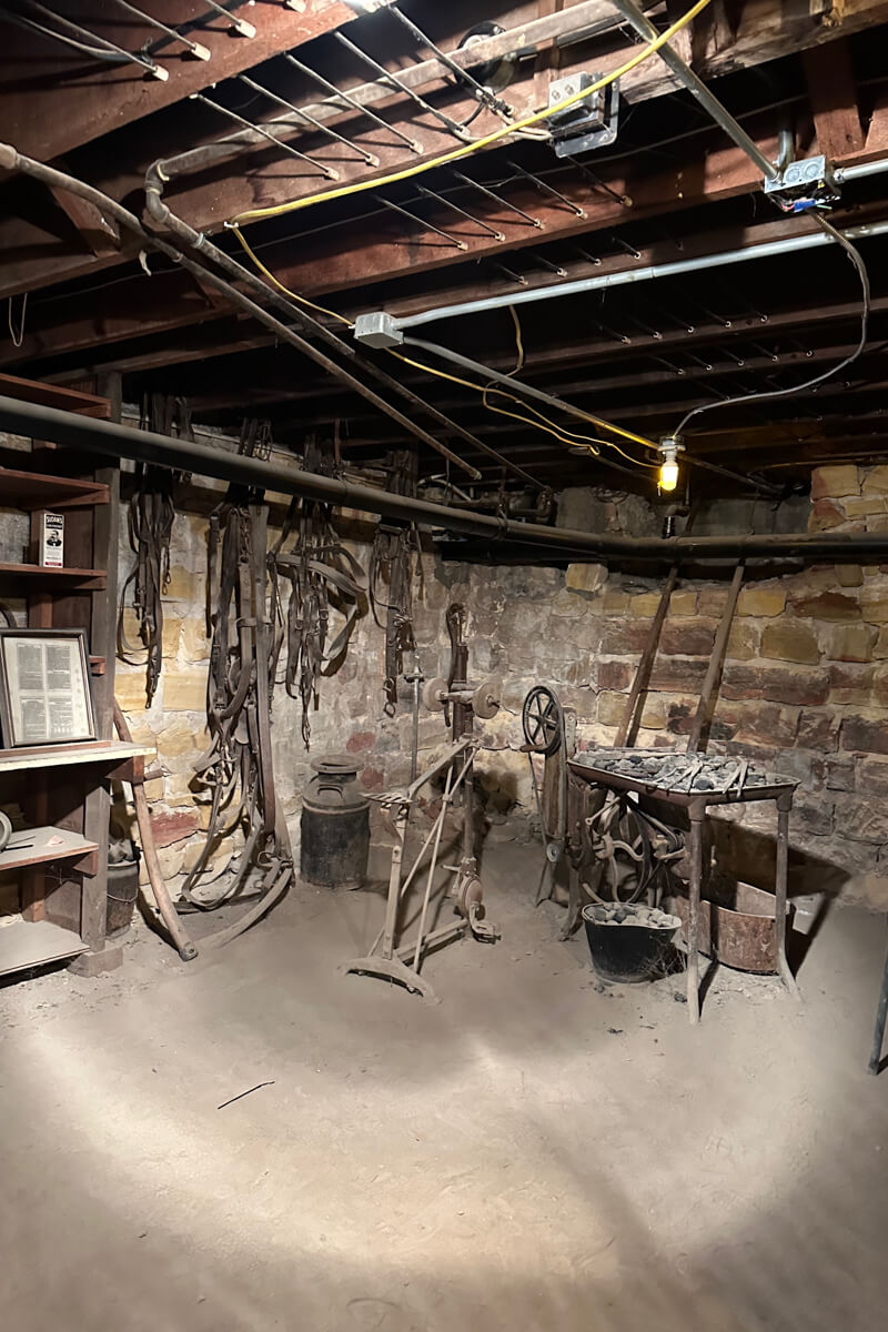 A display of a shop in the under ground tunnels below Ellinwood, Kansas